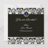 BLACK GOLD SILK DAMASK MONOGRAM BLUE SAPPHIRE KAART (Achterkant)