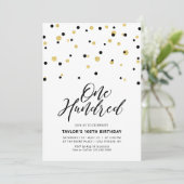 Black & Gold Simple Hundred 100e verjaardag Kaart (Staand voorkant)