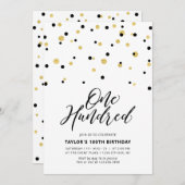 Black & Gold Simple Hundred 100e verjaardag Kaart (Voorkant / Achterkant)