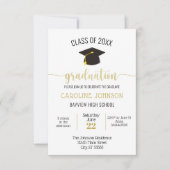 Black Gold Simple Modern Afstuderen Invitation Kaart (Voorkant)