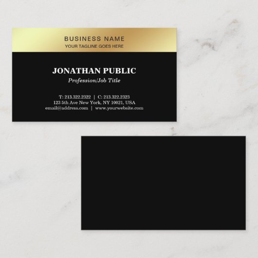 Black Gold Sjabloon elegant modern bedrijf gestroo Visitekaartje (Voorkant / Achterkant)