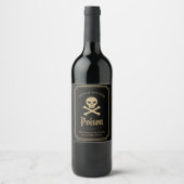 Black & Gold Skull Halloween Party Poison Wijn Etiket (Voorkant)