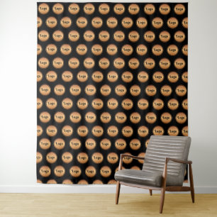 Black & Gold Small Logo Stap en herhaal Klassiek Wandkleed