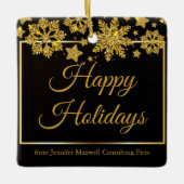 Black Gold Snowflake, aangepast kerstfeest Keramisch Ornament (Voorkant)