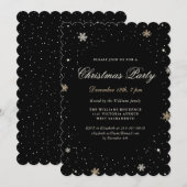 Black Gold Snowflake Elegant Christmas Party Kaart (Voorkant / Achterkant)