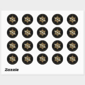 Black Gold Snowflake Family Merry Christmas Ronde Sticker (Vel)