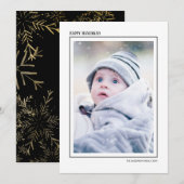 Black & Gold Snowflake Happy Hanukkah-serie Foto Feestdagenkaart (Voorkant / Achterkant)