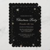 Black Gold Snowflakes Stars Christmas Party Kaart (Voorkant / Achterkant)