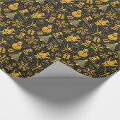 Black Gold Snowmen en kerstboom cadeauverpakking Cadeaupapier (Hoek)