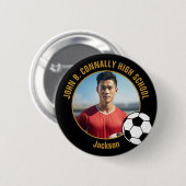Black Gold Soccer Player Photo High School Ronde Button 5,7 Cm (Voorkant /achterkant)