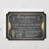 Black & Gold Sophisticate Ticket Corporate Invite Kaart (Voorkant)