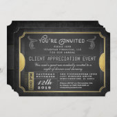 Black & Gold Sophisticate Ticket Corporate Invite Kaart (Voorkant / Achterkant)
