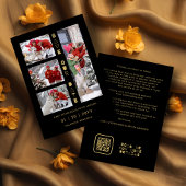 Black & Gold Sophisticated 4 Multi-Photos Collage Save The Date