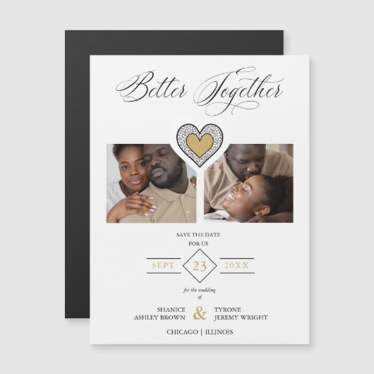 Black & Gold Sophisticated Better Together Quote  (Voorkant / Achterkant)