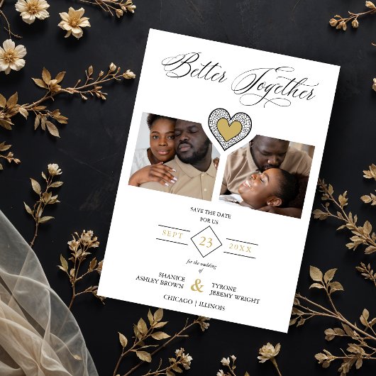 Black & Gold Sophisticated Better Together Quote 