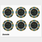 Black+Gold Sparkle + Blauwgroen Business Product S Ronde Sticker (Vel)