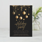 Black Gold Sparkle Ornamenten kerstfeest Kaart (Staand voorkant)