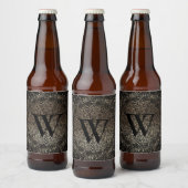 Black Gold Sparkle Snowflake Monogram Bier Etiket (Flessen)