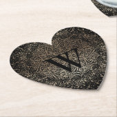 Black Gold Sparkle Snowflake Monogram Kartonnen Onderzetters (Gekanteld)