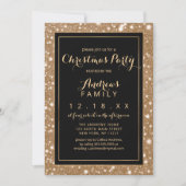 Black Gold Sparkly Glitter Bling Christmas Party Kaart (Voorkant)