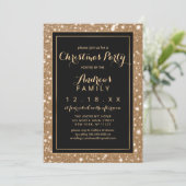 Black Gold Sparkly Glitter Bling Christmas Party Kaart (Staand voorkant)
