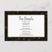 Black gold sparkly glitter confetti Details Card Informatiekaartje (Voorkant)