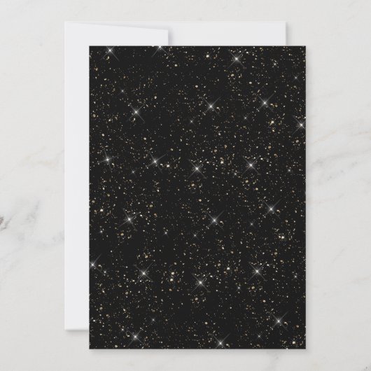 Black gold sparkly glitter confetti Save the Date Kaart (Achterkant)