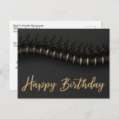 Black Gold Spine Chiropractic Birthday Briefkaart (Voorkant / Achterkant)