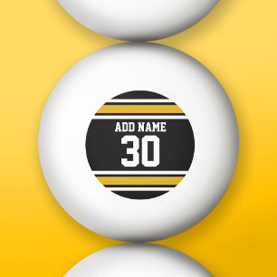 Black Gold Sports Jersey met Jouw naam en nummer Pingpongbal