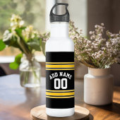 Black Gold Sports Jersey met Jouw naam en nummer Waterfles