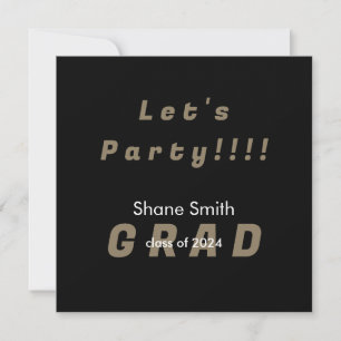 Black & Gold Square afstudeerfeest Kaart