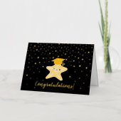 Black & Gold Star-Afstuderen gefeliciteerd Folie Wenskaart (Voorkant)
