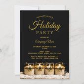 Black Gold Star Candle Corporate Holiday Party Kaart (Voorkant)