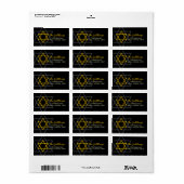Black Gold Star of David Retouradres Etiket (Full Sheet)