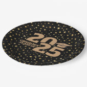Black & Gold Stars 2025 Afstuderen Papieren Bordje (Gekanteld)