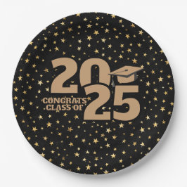 Black & Gold Stars 2025 Afstuderen Papieren Bordje