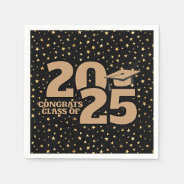 Black & Gold Stars 2025 Afstuderen Servet