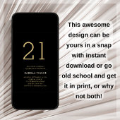 Black & Gold Stars 21e verjaardag Kaart