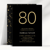 Black & Gold Stars 80ste verjaardag Kaart
