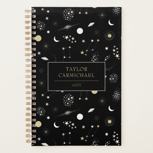 Black Gold Stars Galaxies Space Planner (Voorkant)