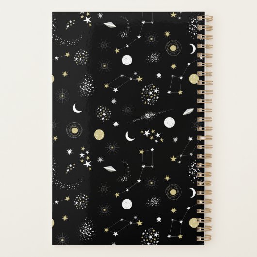 Black Gold Stars Galaxies Space Planner (Achterkant)