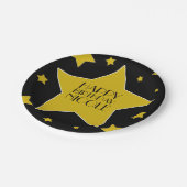 Black Gold Stars Hollywood Verjaardagsnaam Papieren Bordje (Gekanteld)