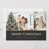 Black Gold Stars Kerstmis Feestdagenkaart (Voorkant)