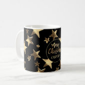 Black Gold Stars Pattern Voeg naam voor prettig ke Koffiemok (Voorkant links)