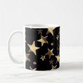 Black Gold Stars Pattern Voeg naam voor prettig ke Koffiemok (Links)
