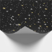 Black Gold Stars Sky Sparkle Verjaardagsfeestje Cadeaupapier (Hoek)