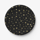 Black & Gold Stars Sterrennacht Celestial Party Papieren Bordje (Voorkant)