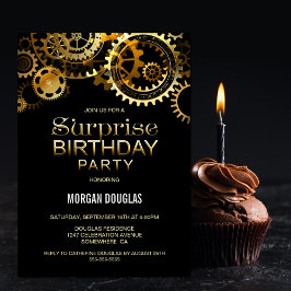 Black Gold Steampunk Watch Gears Verrassingsdag Kaart