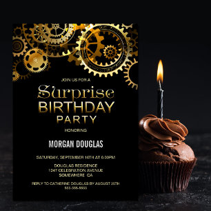 Black Gold Steampunk Watch Gears Verrassingsdag Kaart