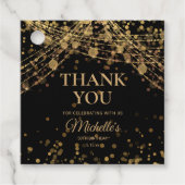 Black Gold String Lights Adult Birthday Hartelijk  Bedankjes Labels (Voorkant)